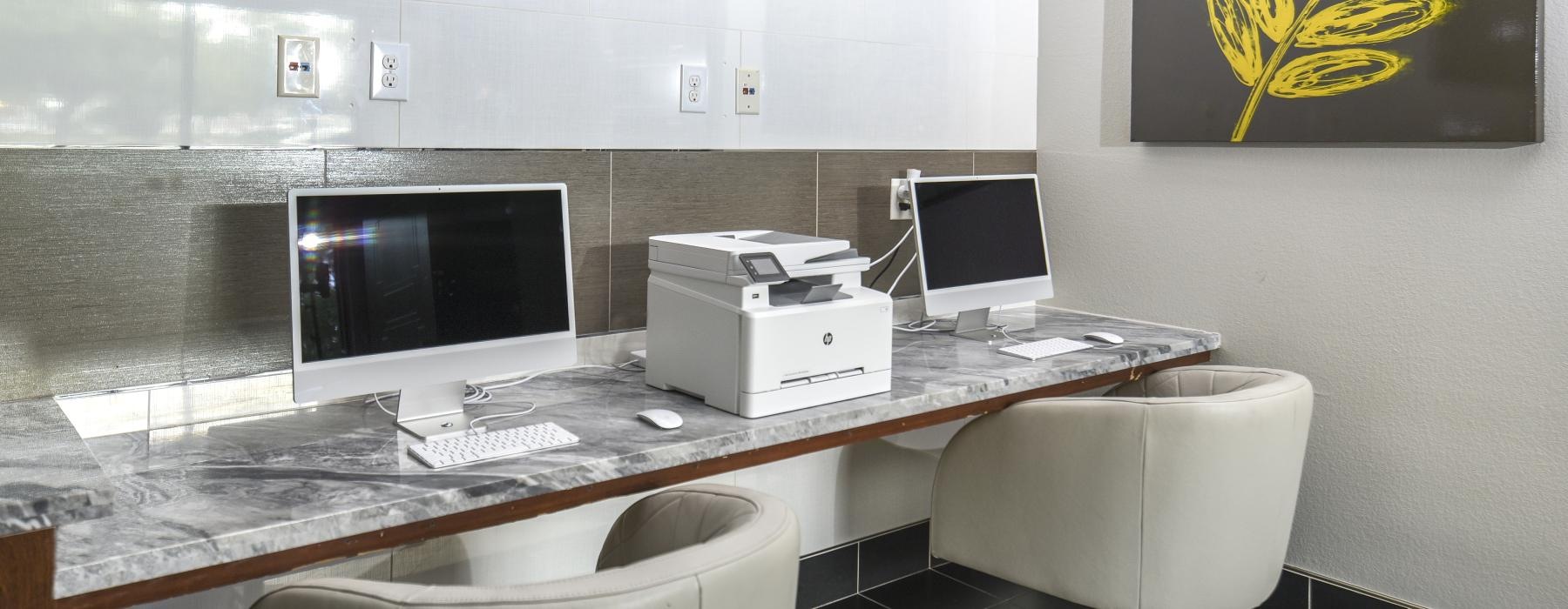 a computer on a desk