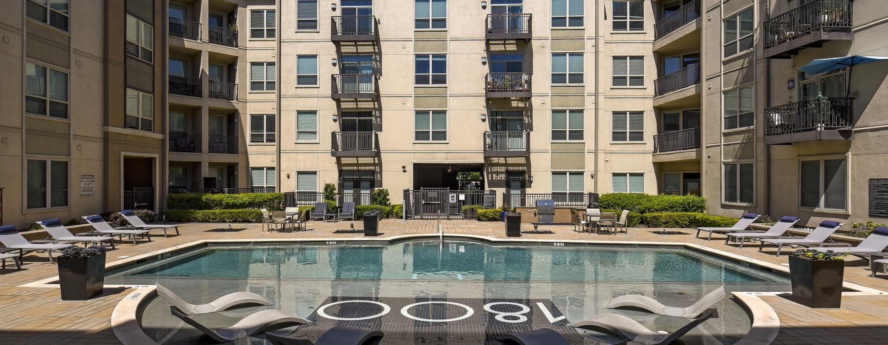 a swimming pool in a large building